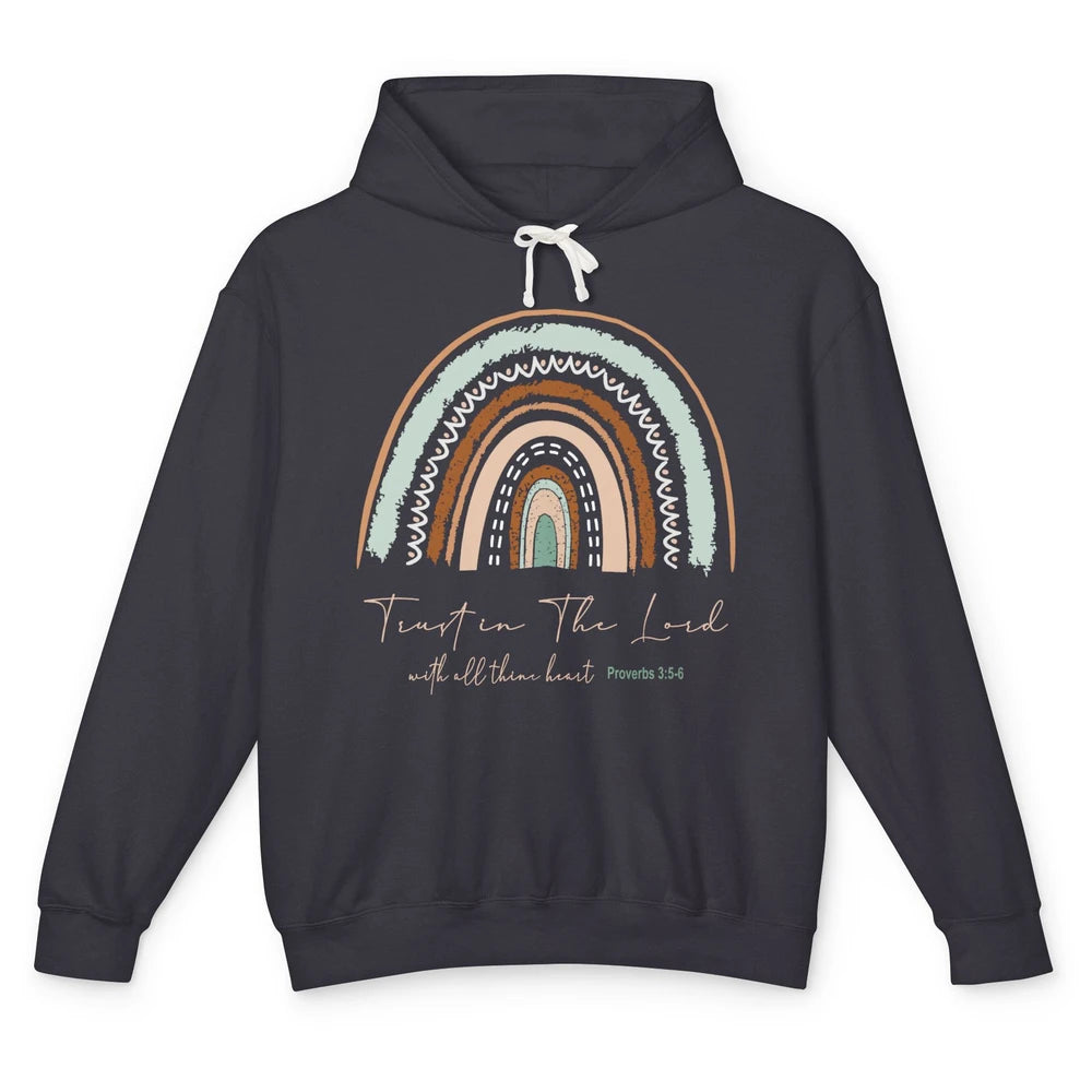 Rainbow Trust In The Lord With All Heart Christian Religious Unisex Lightweight Hoodie