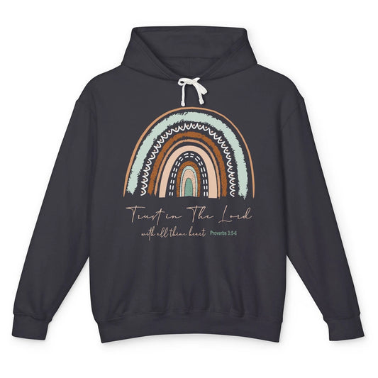 Rainbow Trust In The Lord With All Heart Christian Religious Unisex Lightweight Hoodie
