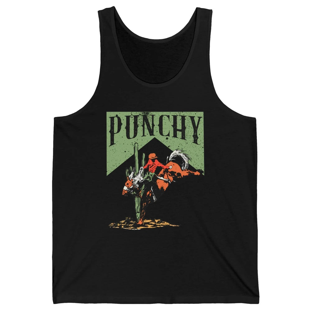 Retro Cowboy Rodeo Punchy Bucking Horse Western Country Unisex Jersey Tank