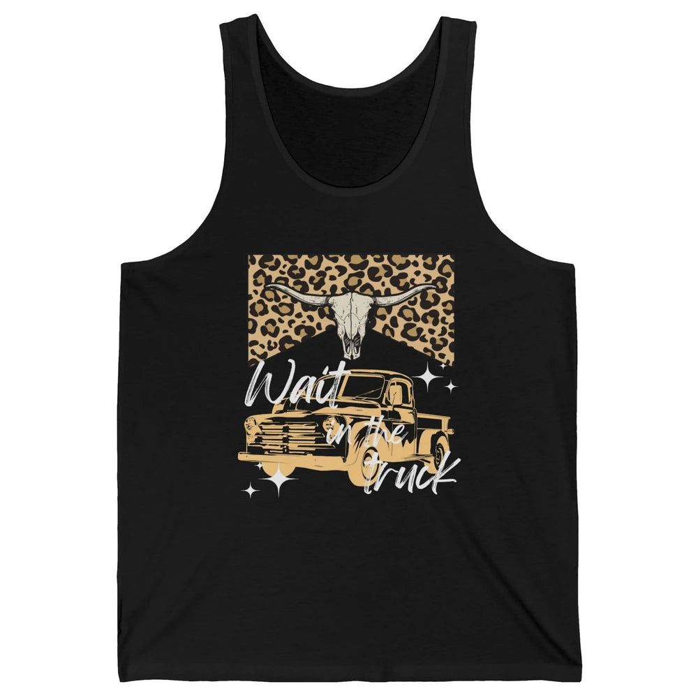 Retro Leopard Bull Skull Wait In The Truck Western Country Unisex Jersey Tank