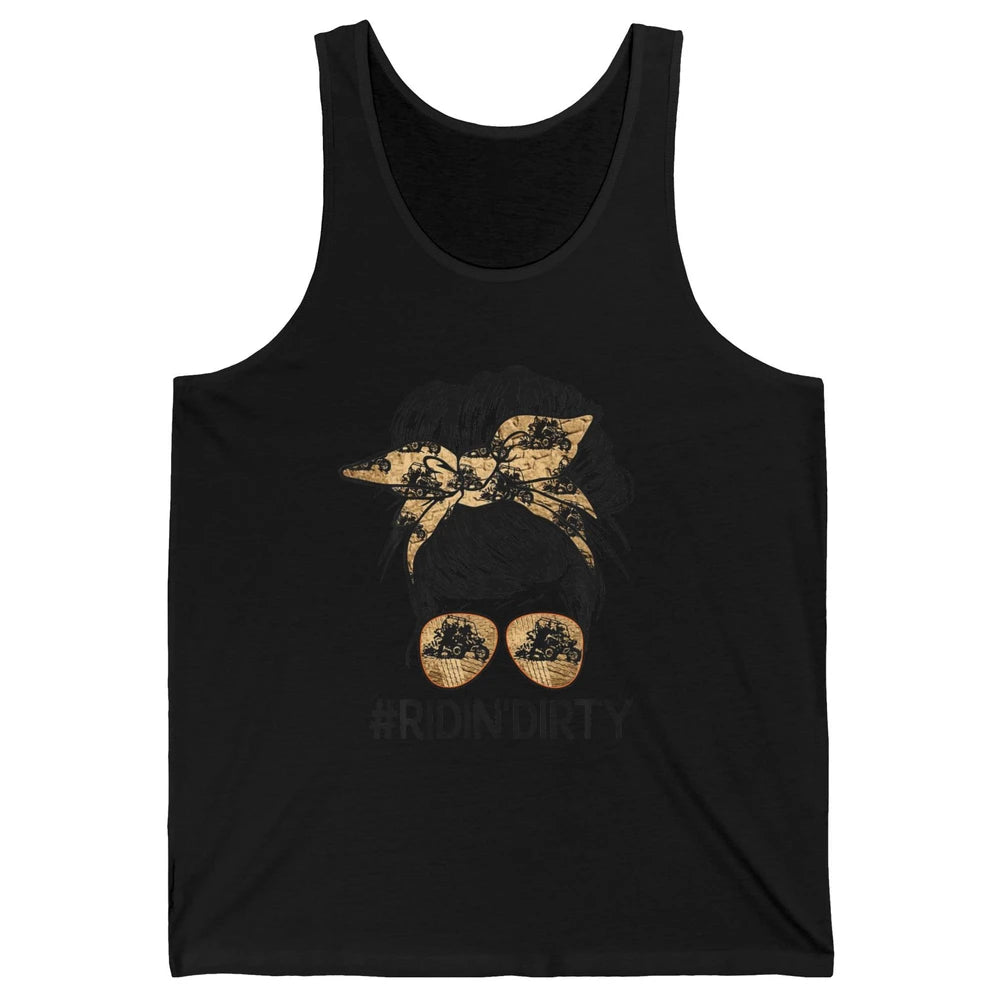 Messy Hair Woman Glasses Riding Dirty ATV SXS Rider Offroad Unisex Jersey Tank