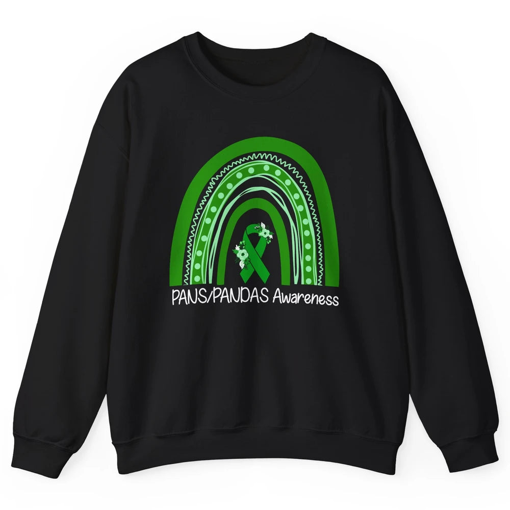 PANS/PANDAS Awareness Floral Green Ribbon Rainbow Pans Unisex Crewneck Sweatshirt