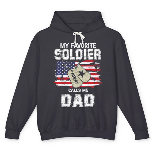 My Favorite Soldier Calls Me Dad US Army Military US Flag Unisex Lightweight Hoodie