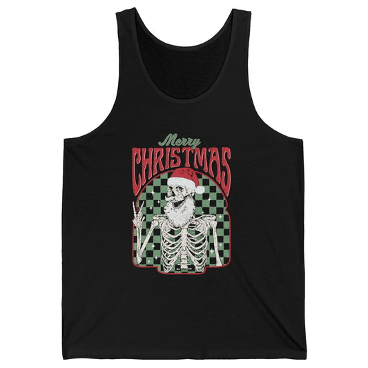 Merry Christmas Skeleton Santa Claus Vintage Xmas Skull Vibe Unisex Jersey Tank