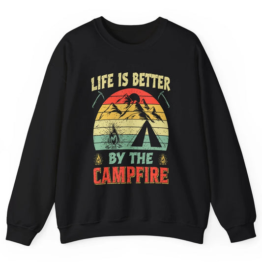 Retro Life Better By Campfire Happy Camp Nature Outdoor Camp Unisex Crewneck Sweatshirt