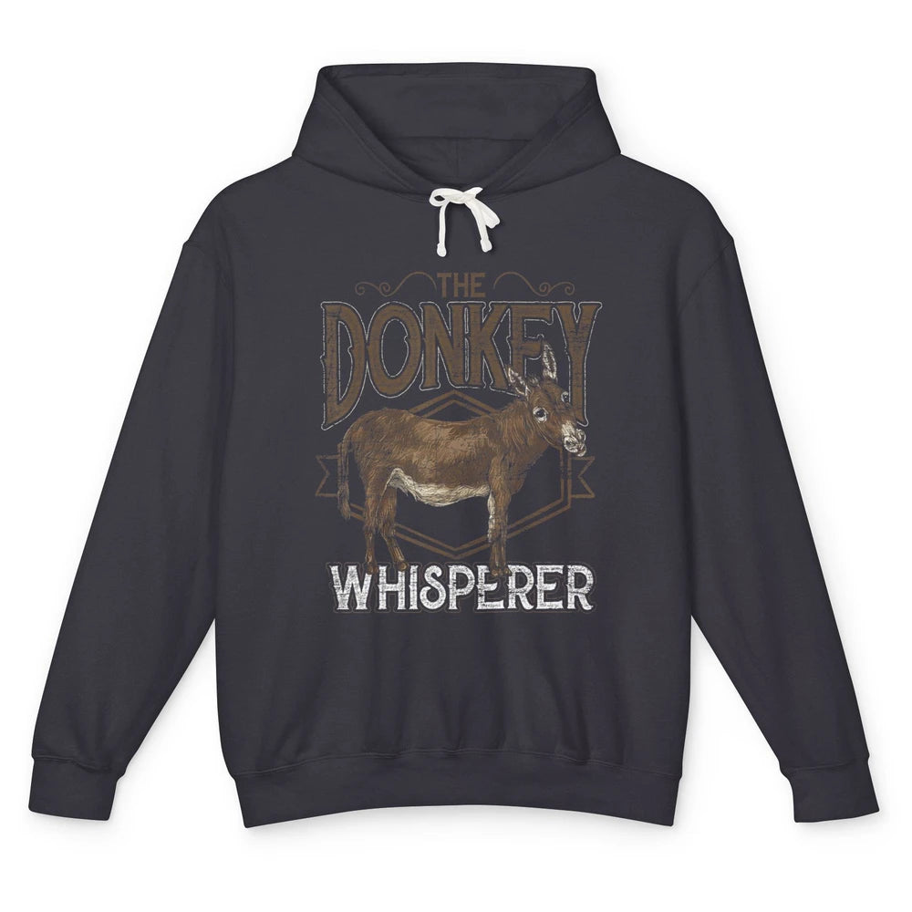 Retro Donkey Whisperer Farming Life Farm Animal Funny Donkey Unisex Lightweight Hoodie