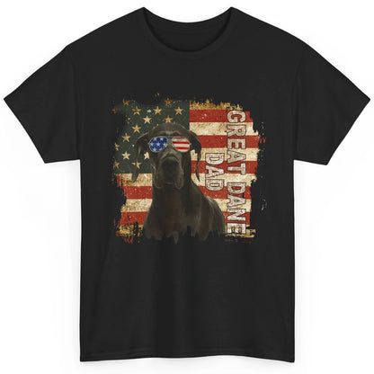 Retro Best Great Dane Dad Ever American Flag 4th Of July Classic Unisex T-Shirt