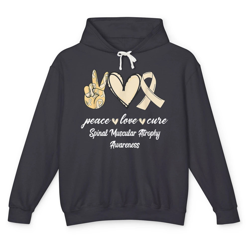 Peace Love Cure Cream Ribbon Spinal Muscular Atrophy SMA Unisex Lightweight Hoodie