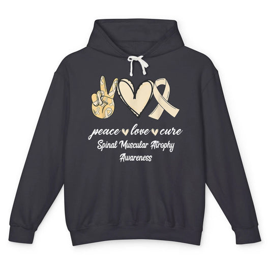 Peace Love Cure Cream Ribbon Spinal Muscular Atrophy SMA Unisex Lightweight Hoodie