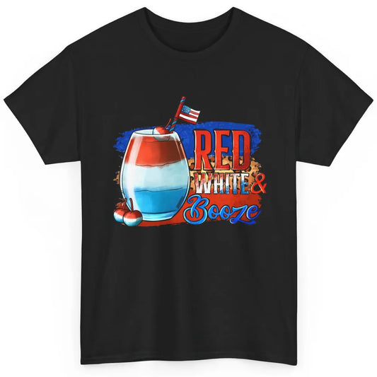 Red White & Booze Leopard US Flag 4th of July American Booze Classic Unisex T-Shirt