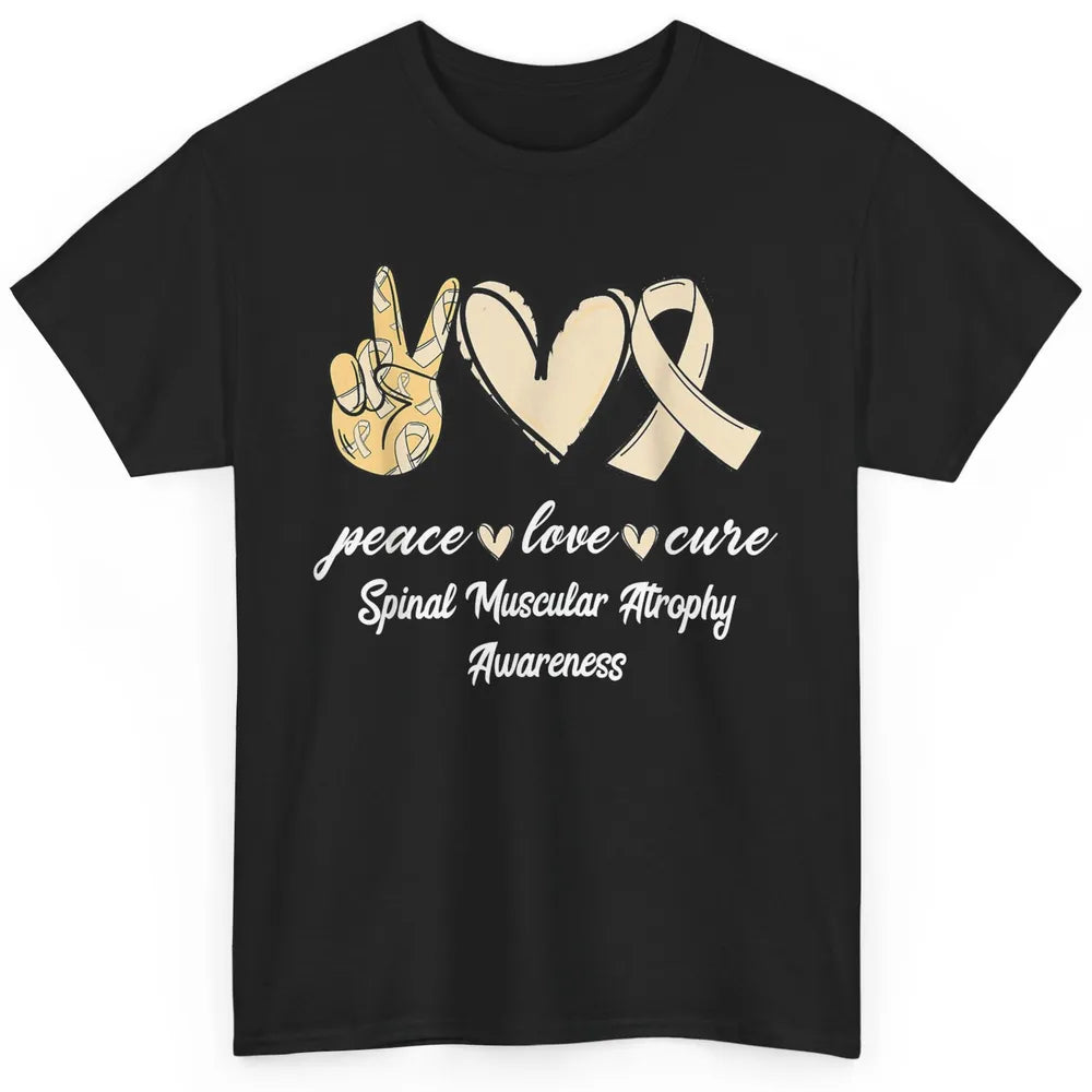 Peace Love Cure Cream Ribbon Spinal Muscular Atrophy SMA Classic Unisex T-Shirt