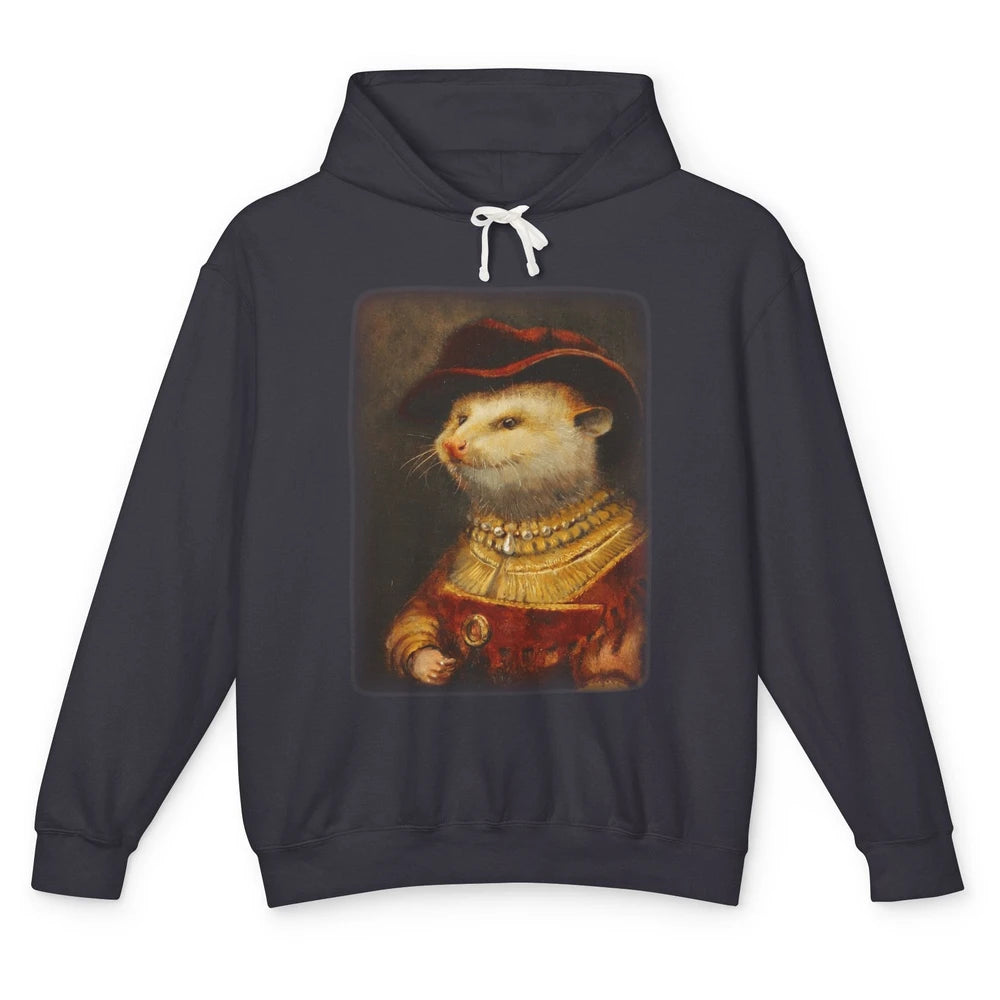 Retro Noble Opossum Young Gallant Western Opossum Art Unisex Lightweight Hoodie