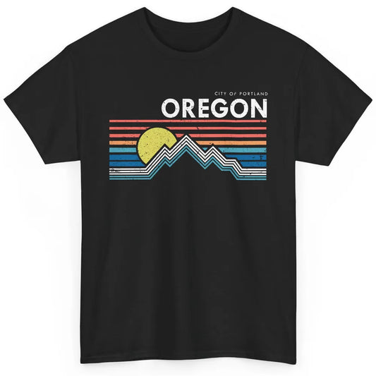 Vintage Retro Sunrise Mountain Oregon City Of Portland Classic Unisex T-Shirt