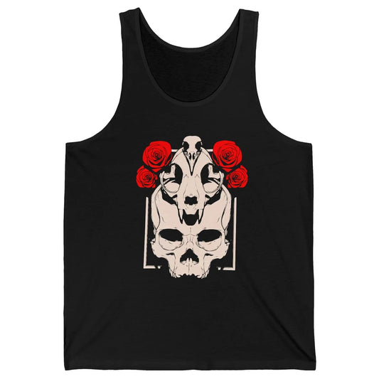 Mystical Skulls Gothic Witch Floral Grunge Magic Occult Edgy Unisex Jersey Tank