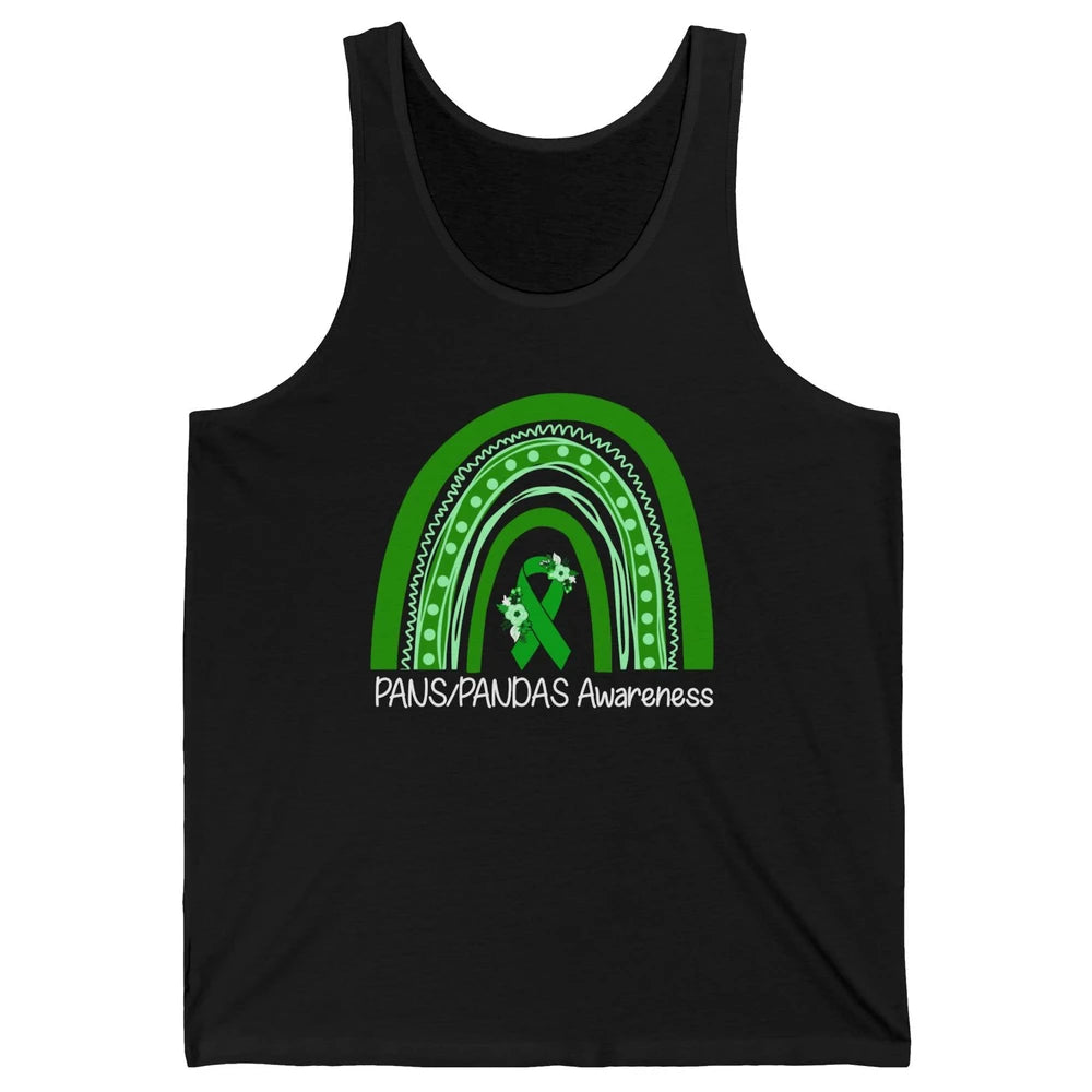 PANS/PANDAS Awareness Floral Green Ribbon Rainbow Pans Unisex Jersey Tank