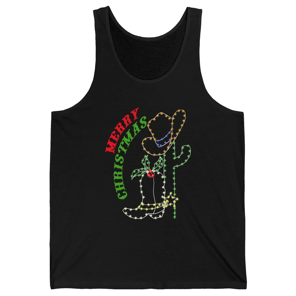 Retro Cowboy Merry Christmas Western Country Cowgirl Costume Unisex Jersey Tank