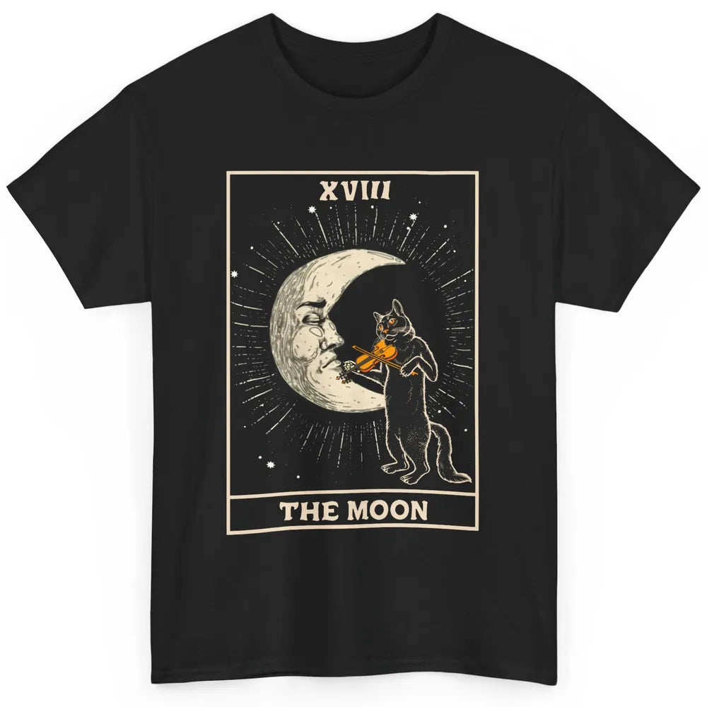 Retro Halloween Cat Guitarist The Moon Tarot Card Witchcraft Classic Unisex T-Shirt