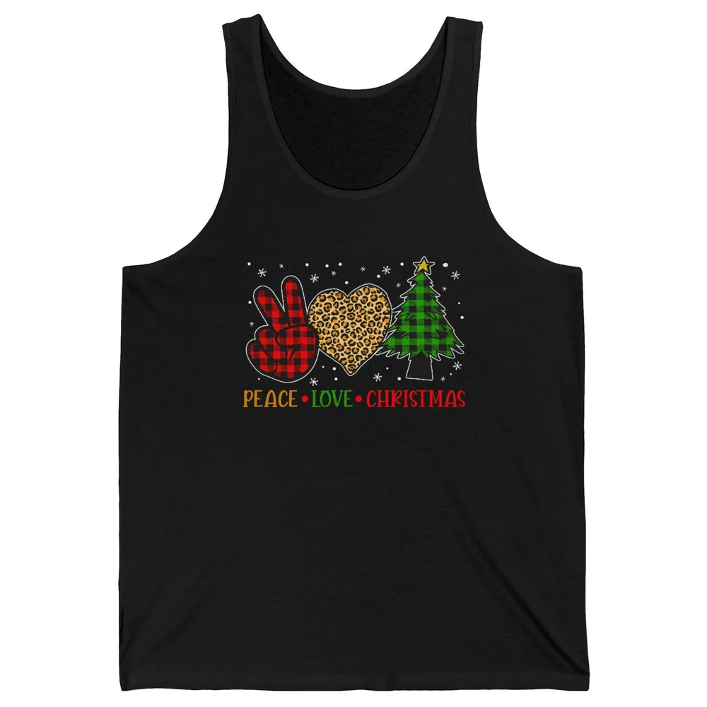 Peace Love Christmas Cute Christmas Heart Plaid Xmas Gift Unisex Jersey Tank