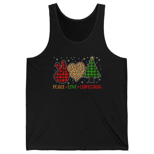 Peace Love Christmas Cute Christmas Heart Plaid Xmas Gift Unisex Jersey Tank