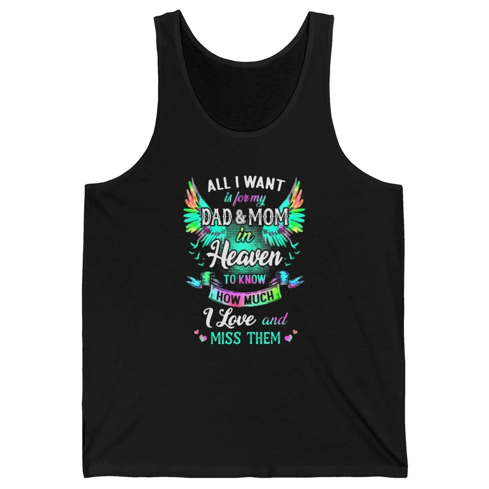 My Mom And Dad In Heaven Angel Wings Mother Memories Forever Unisex Jersey Tank