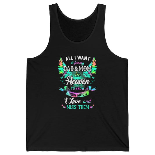 My Mom And Dad In Heaven Angel Wings Mother Memories Forever Unisex Jersey Tank
