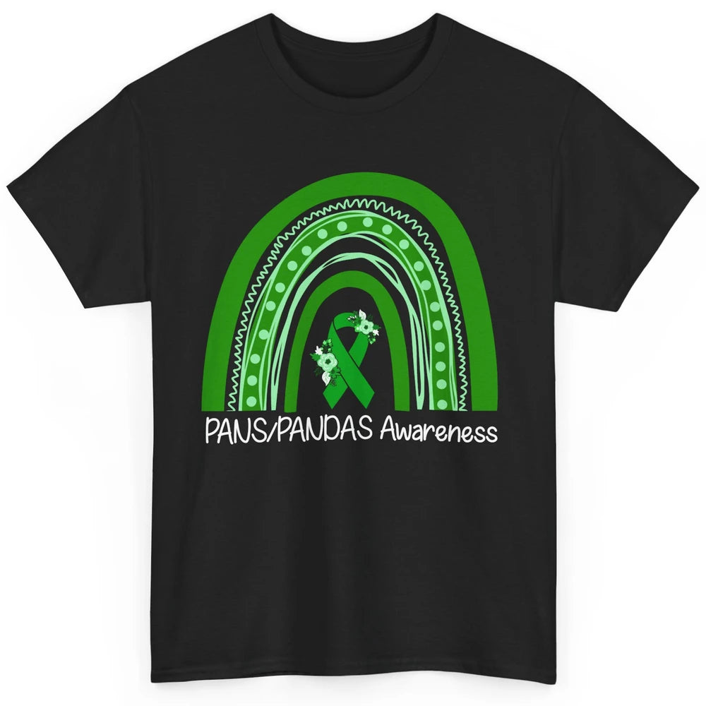 PANS/PANDAS Awareness Floral Green Ribbon Rainbow Pans Classic Unisex T-Shirt