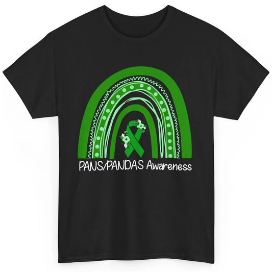 PANS/PANDAS Awareness Floral Green Ribbon Rainbow Pans Classic Unisex T-Shirt