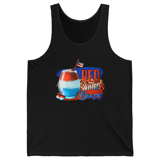 Red White & Booze Leopard US Flag 4th of July American Booze Unisex Jersey Tank