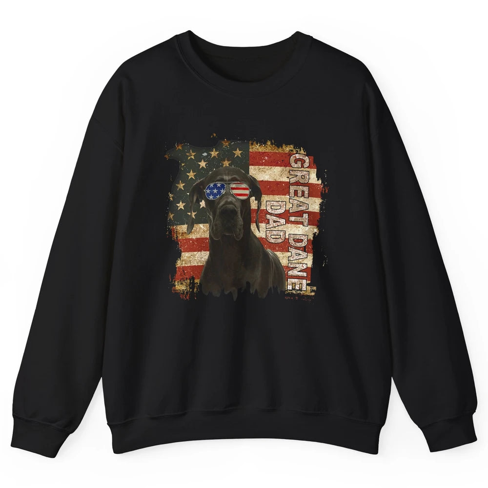 Retro Best Great Dane Dad Ever American Flag 4th Of July Unisex Crewneck Sweatshirt