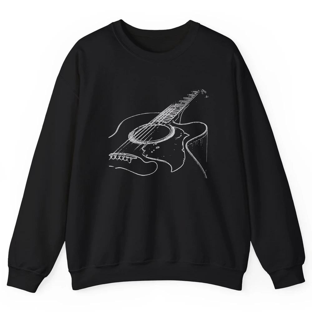 Retro Acoustic Guitar Guitarist Musician Music Lovers Gift Unisex Crewneck Sweatshirt