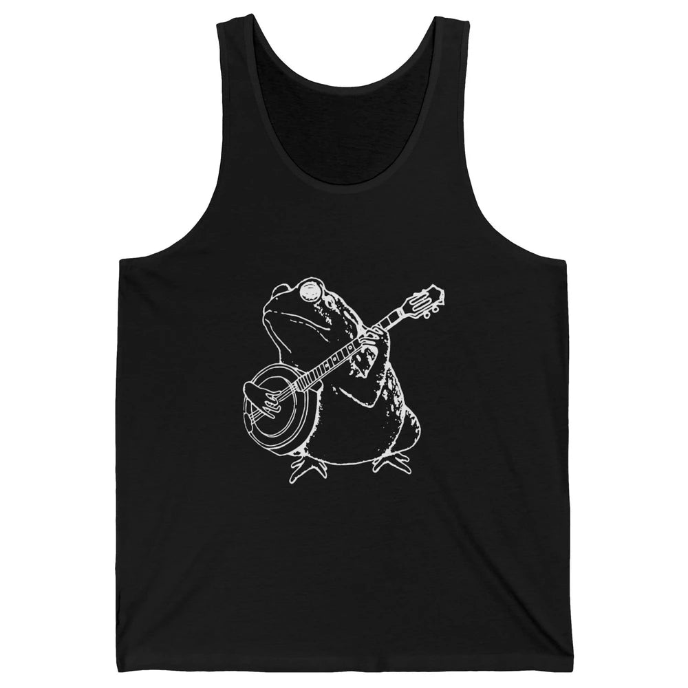 Retro Frog Playing Banjo Musician Banjo Player Music Vintage Unisex Jersey Tank