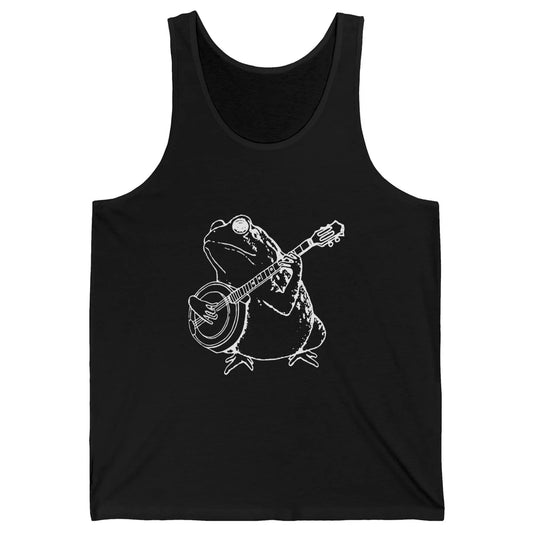 Retro Frog Playing Banjo Musician Banjo Player Music Vintage Unisex Jersey Tank
