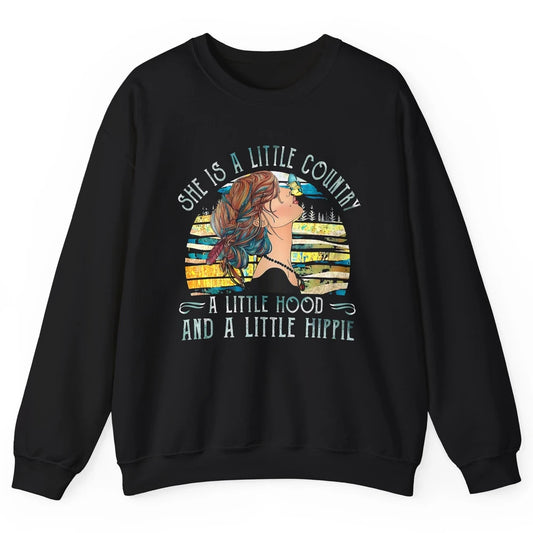 Retro Hippie Girl She's A Little Country A Little Hood Peace Unisex Crewneck Sweatshirt