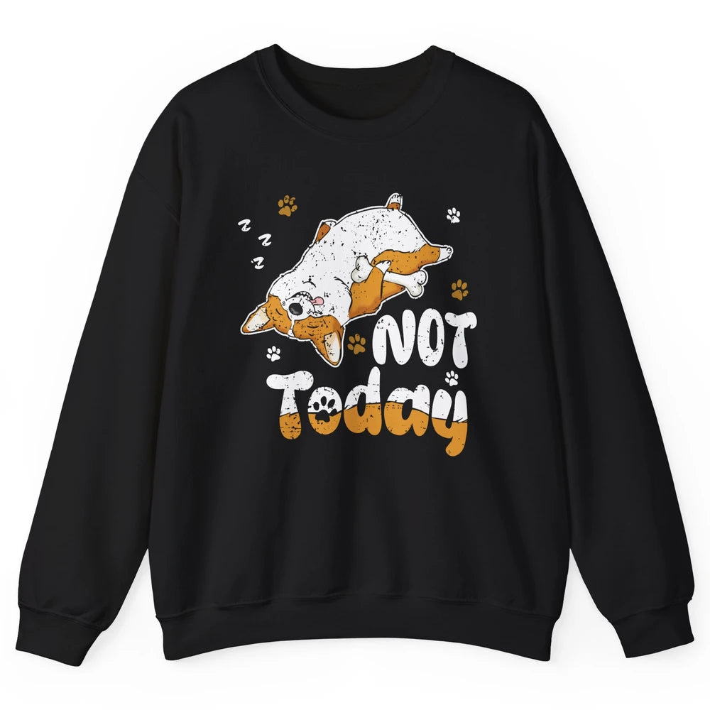 Retro Lazy Corgi Not Today World Lazy Day Corgi Dog Lovers Unisex Crewneck Sweatshirt