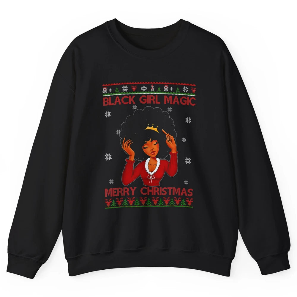 Ugly African Girl American Melanin Christmas Santa Hat Afro Unisex Crewneck Sweatshirt