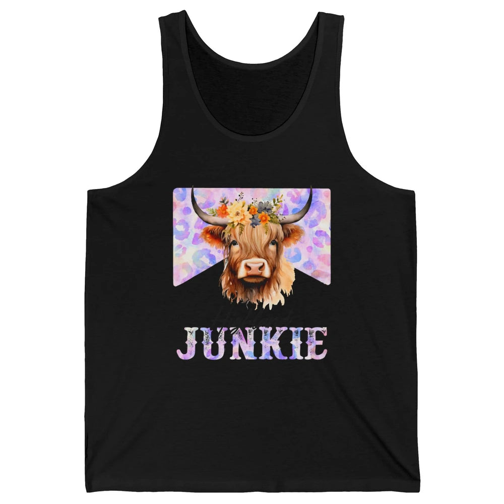 Floral Highland Cow Junkie Western Country Farm Animal Unisex Jersey Tank