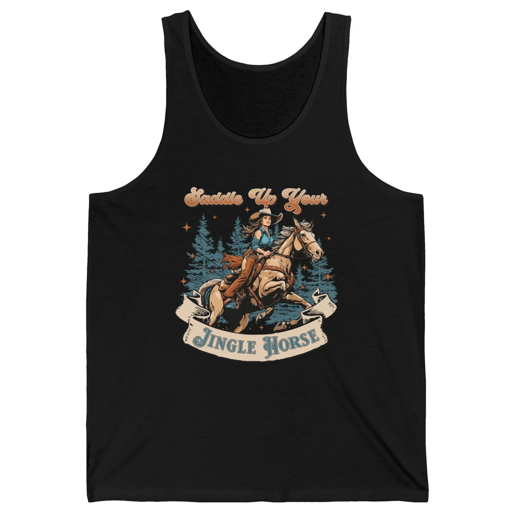 Retro Christmas Saddle Up Your Jingle Horse Bronco Cowgirl Unisex Jersey Tank