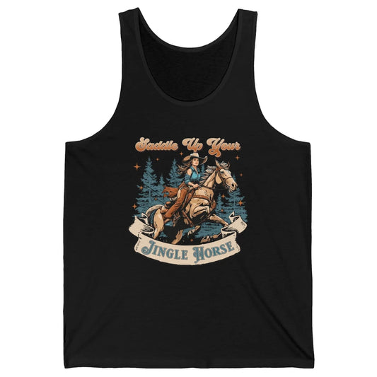 Retro Christmas Saddle Up Your Jingle Horse Bronco Cowgirl Unisex Jersey Tank