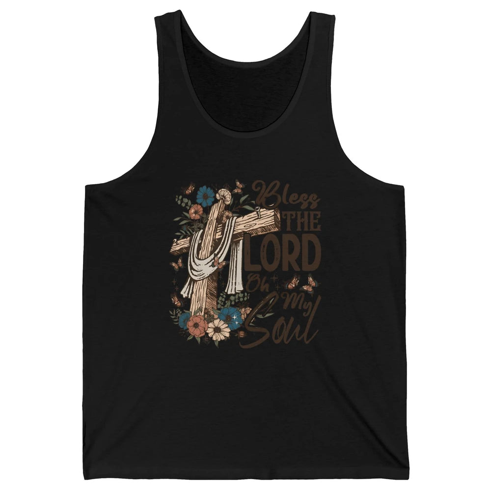 Retro Christian Floral Jesus Cross Bless The Lord Oh My Soul Unisex Jersey Tank