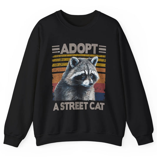 Retro Adopt A Street Cat Raccoon Watercolor Possum Adoption Unisex Crewneck Sweatshirt