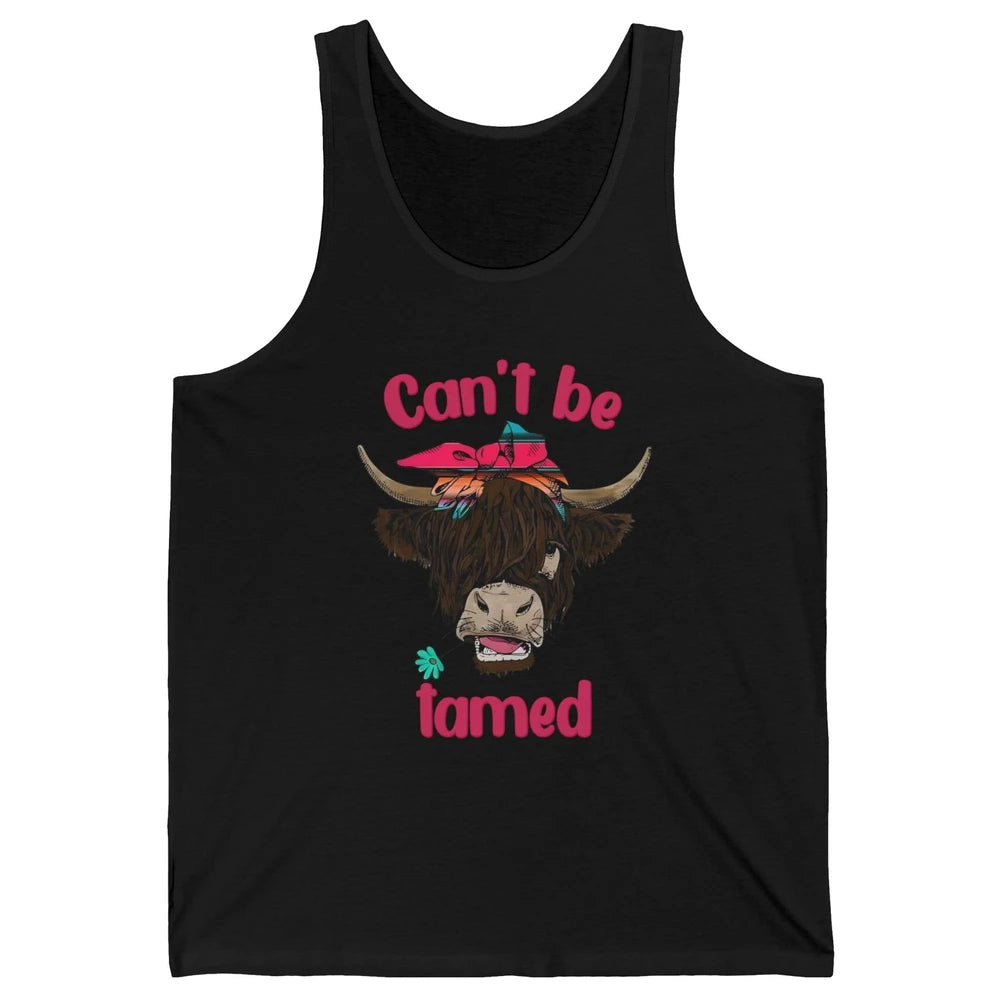 Retro Highland Cow Bandana Can't Be Tamed Western Farm Unisex Jersey Tank