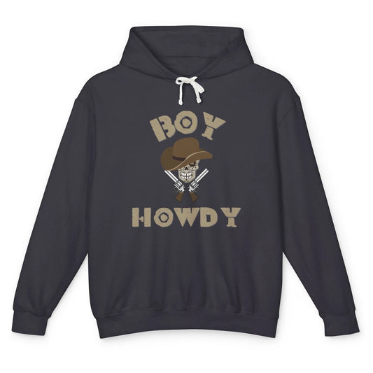 Retro Boy Howdy Rodeo Cowboy Skull Vintage Western Country Unisex Lightweight Hoodie