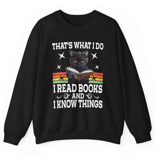 Retro Cat Books The Reader Black Cat Reading Books Bookish Bookworm Kitten Unisex Crewneck Sweatshirt
