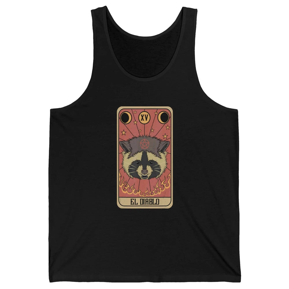 Raccoon Tarot Card Satanic Trash Panda Crescent Halloween Unisex Jersey Tank