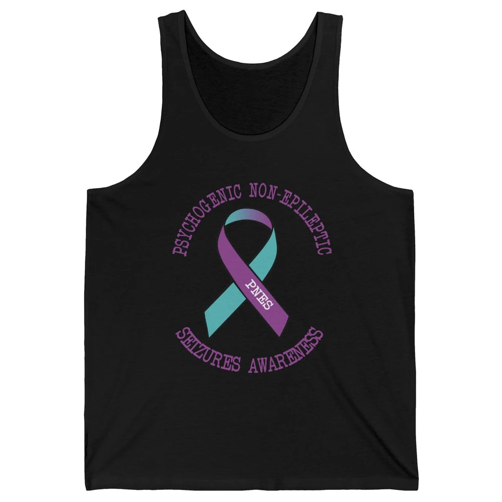 Psychogenic Non-epileptic Seizures PNES Purple Teal Ribbon Unisex Jersey Tank