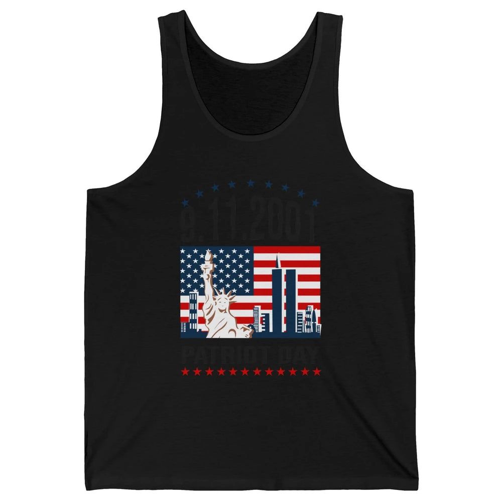 Never Forget 9-11-2001 American Flag Patriotic Memorial Day Unisex Jersey Tank