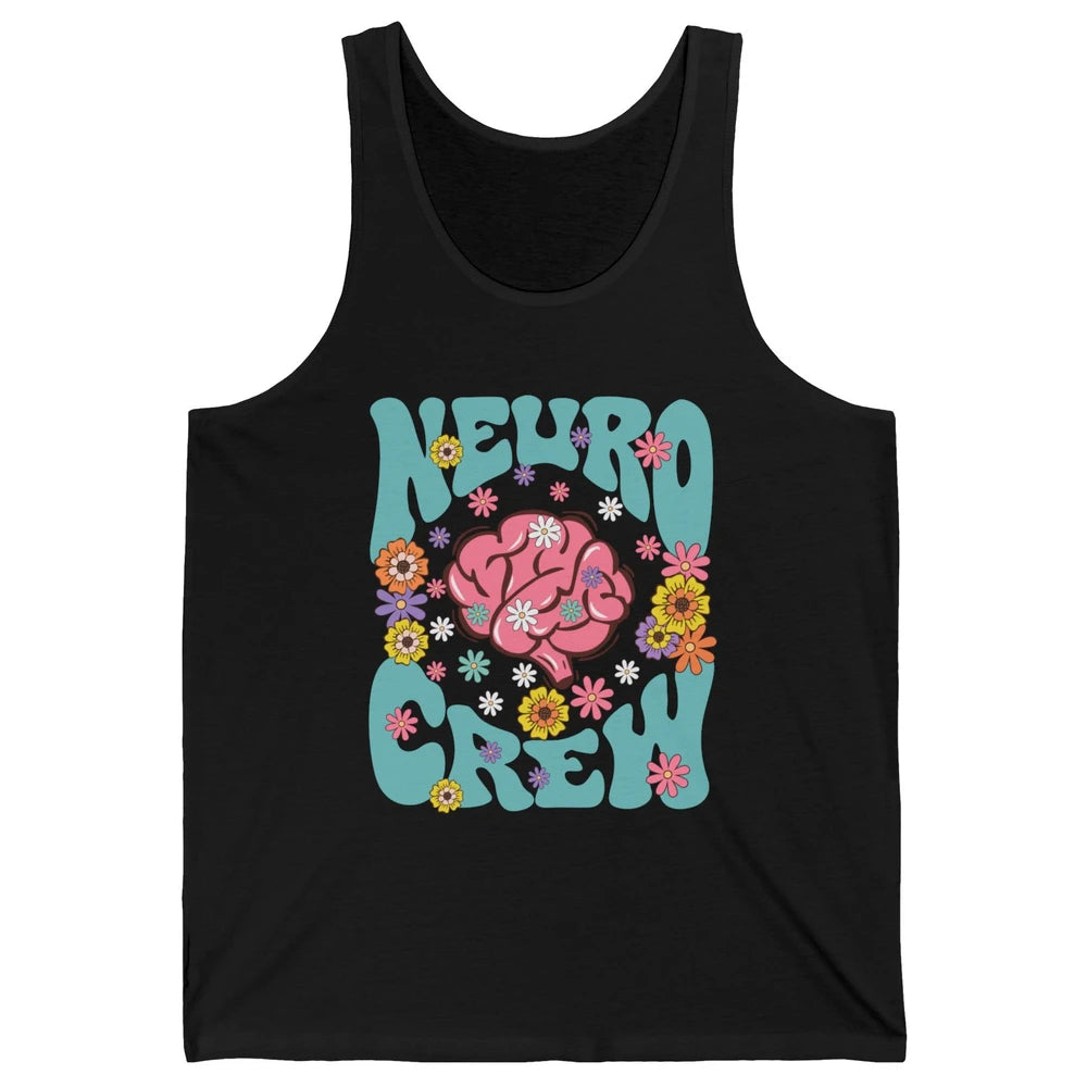 Retro Floral Neuro Crew Nurse Life Neurologist Neuroscience Unisex Jersey Tank