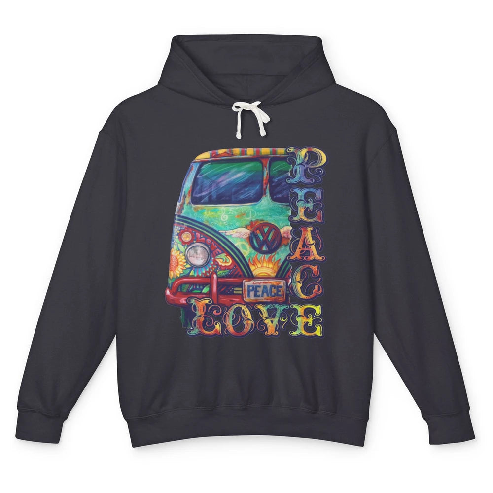 Peace And Love Hippie Van Peacemobile Vintage Gift Camping Unisex Lightweight Hoodie