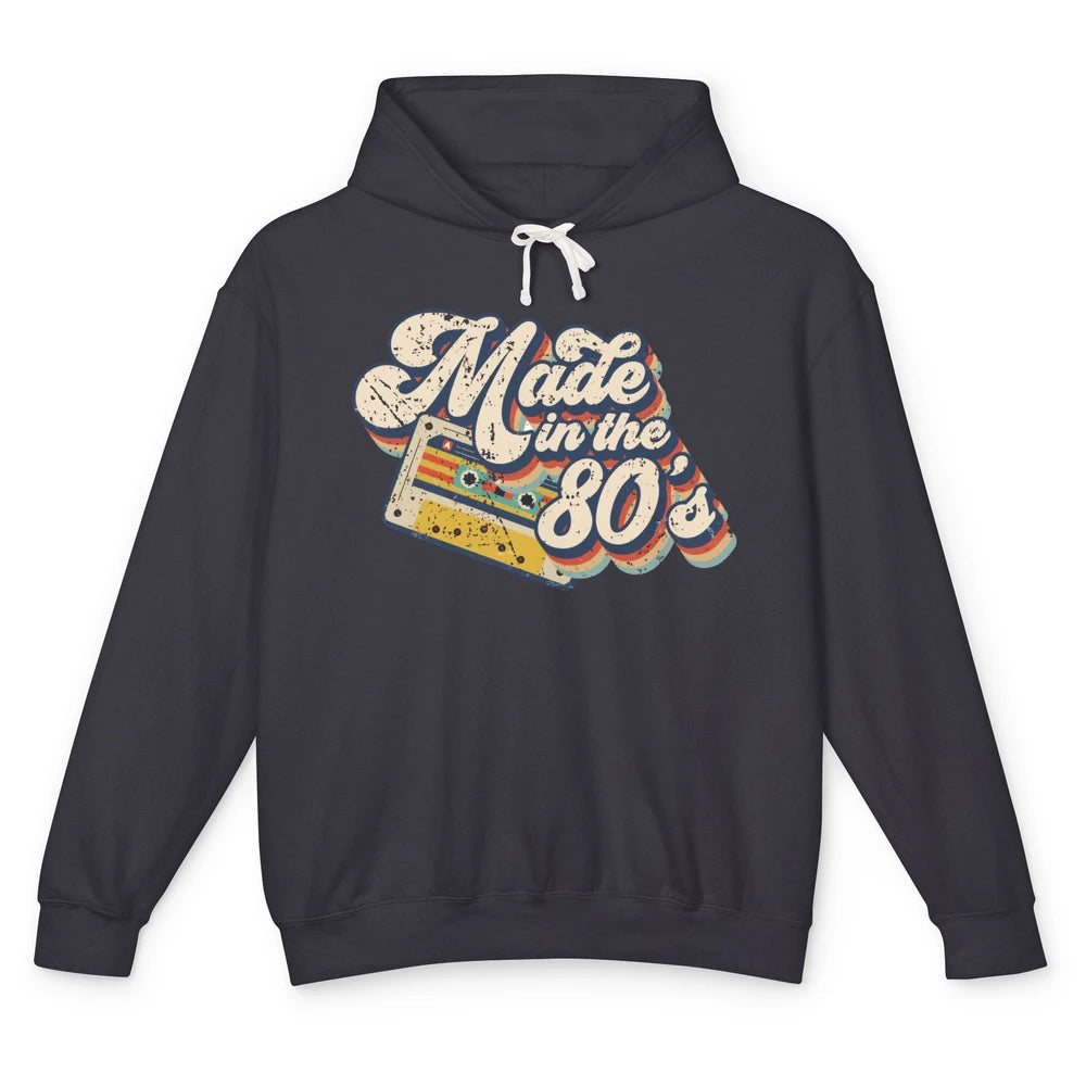 Retro Cassette Made In The 80's 1980s Born Birthday Day Gift Unisex Lightweight Hoodie