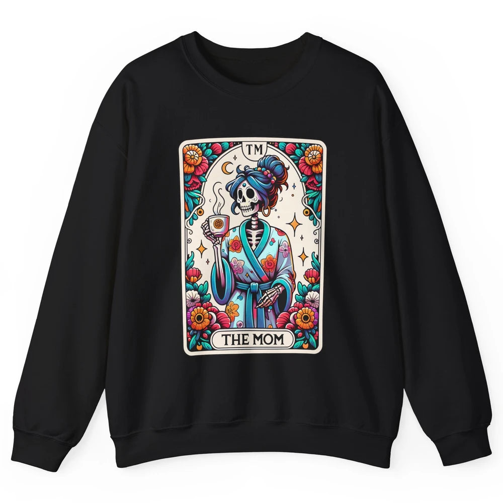 Retro Floral Skeleton The Mom Tarot Card Halloween Mom Life Unisex Crewneck Sweatshirt